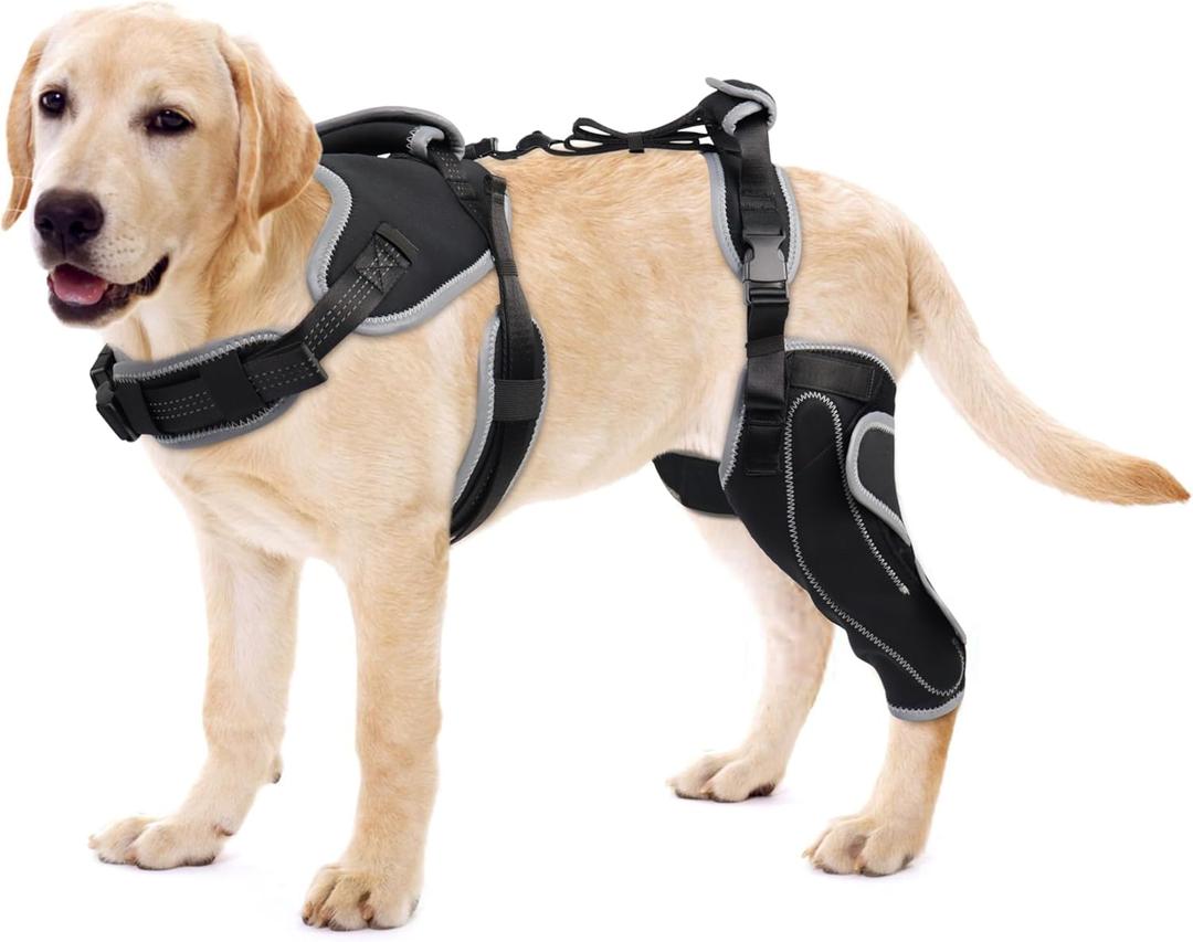 Dog Knee Brace for Torn ACL Hind Leg,Luxating Patella-Supportive Brace for Medium to Large Dogs-Adjustable Leg Support with Sufficient Wrapping, Non-Slip Joint,Pain Relief,L