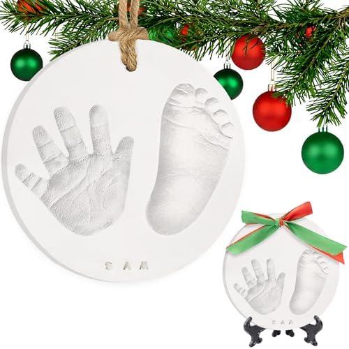 Baby Hand and Footprint Kit Girls, Boys - Personalized Baby’s First Christmas Ornament Kit, Newborn Christmas Gifts for New Mom, Cute Shower Gifts, Easy to Use Handprint Ornaments (Multi-Colored)