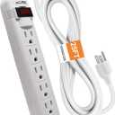 Digital Energy 6-Outlet Surge Protector Power Strip with 25-Ft Long Extension Cord, White, ETL Listed, UL Standard