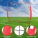 7x7ft  Portable Sport Net with Handbag and 12 Ground Nails. Stable Backstop Net for Softball, Lacrosse, Soccer, Baseball. Ball Stop Equipment for Backyard Garden TrainingOnly Block, Red 