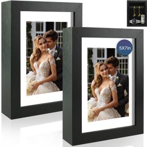 Hidden Picture Frame Safe 5x7 Disguised Storage Frame with Secret Compartment to Hide Cash, Jewelry, Keys  Wall or Tabletop Diversion Safe Blends with Home Dcor, Black, 2-Pack