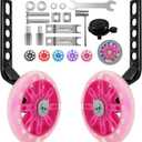 HAWENS Bike Training Wheels Mute Flash Wheels with Adjustable Bicycle Stabilizer Mounted Kit Compatible for 12 14 16 18 20 inch Single Speed Bike (Pink)