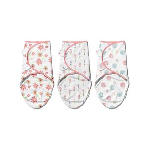 Ouch Baby Cotton Swaddle Wrap | Improves Sleep & Calms Startle Response | 100% Knitted Cotton | Adjustable Velcro Swaddle for Newborn Boys & Girls | 0-3 Months | Pack of 3 (Floral Edition)