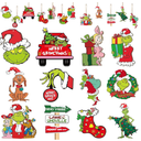Griinch Ornaments for Christmas Tree Wood, Double-Sided Printing 24 Pcs Christmas Tree Decorations Hanging Ornaments for Tree Home Indoor Outdoor Decorations