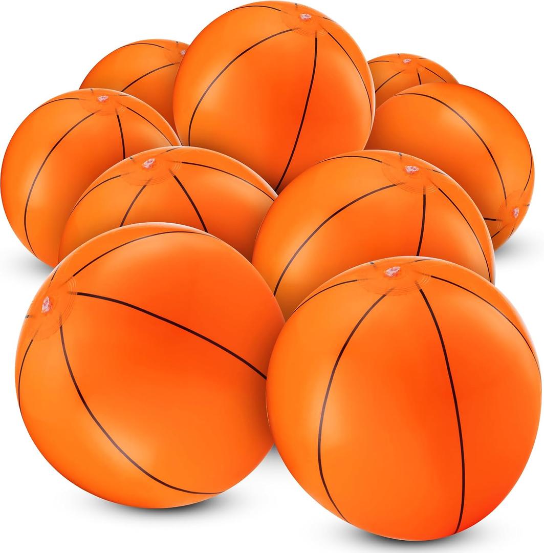 12-Pack Inflatable Basketballs 16-inch Beach Balls for Party Decorations