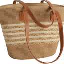 Pleneal Straw Bag For Women, Summer Straw Beach Handbags Large Shoulder Purses Woven Tote Bag