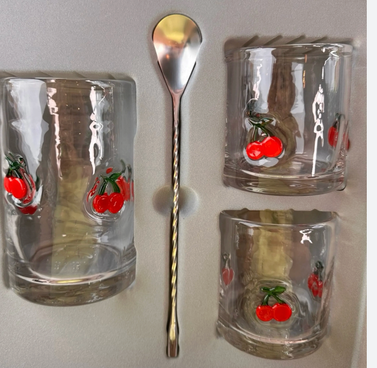 Mixing Glass Cocktail 4pc Set Cherry