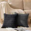 MIULEE Decorative Throw Pillow Covers for Couch Bed Livingroom 20x20 Inch Set of 2 Black