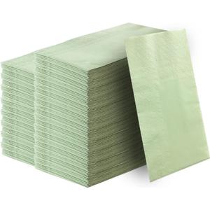 100 Pieces 3-ply Sage Green Napkins 13 x 15.7 Inches Guest Bathroom Napkins Dessert Napkins Disposable Hand Towels for Bathroom Wedding Birthday Party Paper Dinner Napkins (100 Pieces Sage Green Napkins)