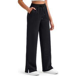 G4Free Smoofit Modal Soft Women's Wide Leg Sweatpants High Waisted Drawstring Side Slit Casual Pants Medium Extra Tall