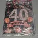 Rumia Rose Gold 40th Birthday Gift Bag with Happy 40th Birthday Greeting Card and Tissue Paper for Women Rose Gold 40 Years Old Gift Wrap Bag for Christmas 40 Bday Party Decorations Supplies