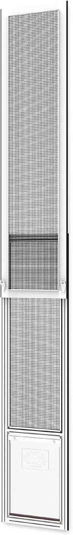 Patio Pet Door Screen Insert Panel for Sliding Doors, Fits Door Track Min Ht 61.02" to Max Ht 84.25", UV Resistant Mesh, Locking Magnetic Dog Door, Easy Install and Removal, Medium, White