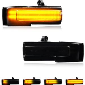Sequential LED Mirror Turn Signal Lights Compatible with 2015-2020 Ford F150 Smoked Side Mirror Turn Signal Lights 2 Strip Full Amber Light OEM # :FL34-13B382A, GL74-13B382-A
