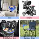 2PCS Car Seat Snack Tray for Kids: Kids Car Tray with Cup Holder, Toddlers Road Trip Essential, Travel Snacks Food Plate for Stroller, Snack Tray with a Cup Holder (Blue&Pink)