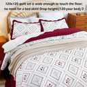 Cmfshape Oversize King Quilt Set Christmas Red-120x120 California King Bedspread with 2 Pillow Shams-Exquisite Embroidery Bedding Comforter for All Season-Lightweight Coverlet Drop to The Floor