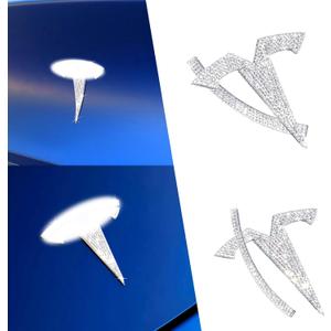 Bling Bling Rhinestone Logo Emblems for Tesla Model 3 2017-2023,4 Pcs Emblems Stickers for Front Trunk, Rear Trunk, Bedazzled Accessories for Model 3.