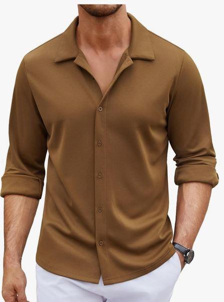 COOFANDY Men's Long Sleeve Button Down Wrinkle Free Shirt Casual Untucked Stretch Dress Shirts M