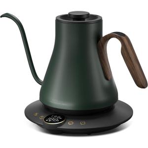 INTASTING Gooseneck Electric Kettle with 1 Temperature Control for Pour Over Coffee & Tea, Quick Heating, BPA-Free Stainless Steel, Built-in Brew Timer, 1500W/0.9L (Forest Green)