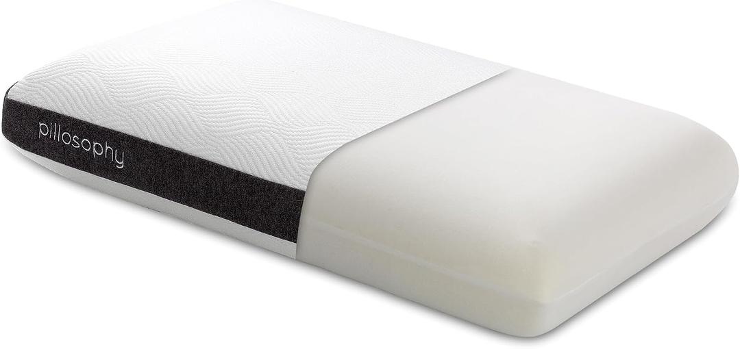 pillosophy SleepTheory Pillow Classic Rectangular Shape Memory Foam Core Washable Dual-Sided Cover Medium Firmness 5.5" Loft Extra Supportive for Back & Side Sleepers (Standard Size)