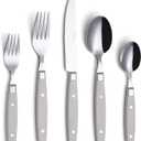 ANNOVA Silverware Set, Retro/Rivet Colorful Stainless Steel Tableware Kitchen Flatware Set Utensils, Includes Dinner Knives, Forks, Spoons, Salad Forks & Dessert Spoons (Cream, 20 Pieces)