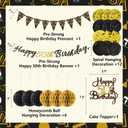 50th Birthday Decorations for Men Women Pre-strung Black Gold Happy 50th Birthday Banner with Honeycomb Balls Hanging Swirl Triangle Flag Cake Topper for 50 Year Old Birthday Party Supplies