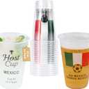 18 oz Host Cup Celebrating World Soccer Tournament Host Mexico, 24-Count Disposable Plastic Party Cups, National Flag Themed for Fan Event Decorations Game-Day Festival