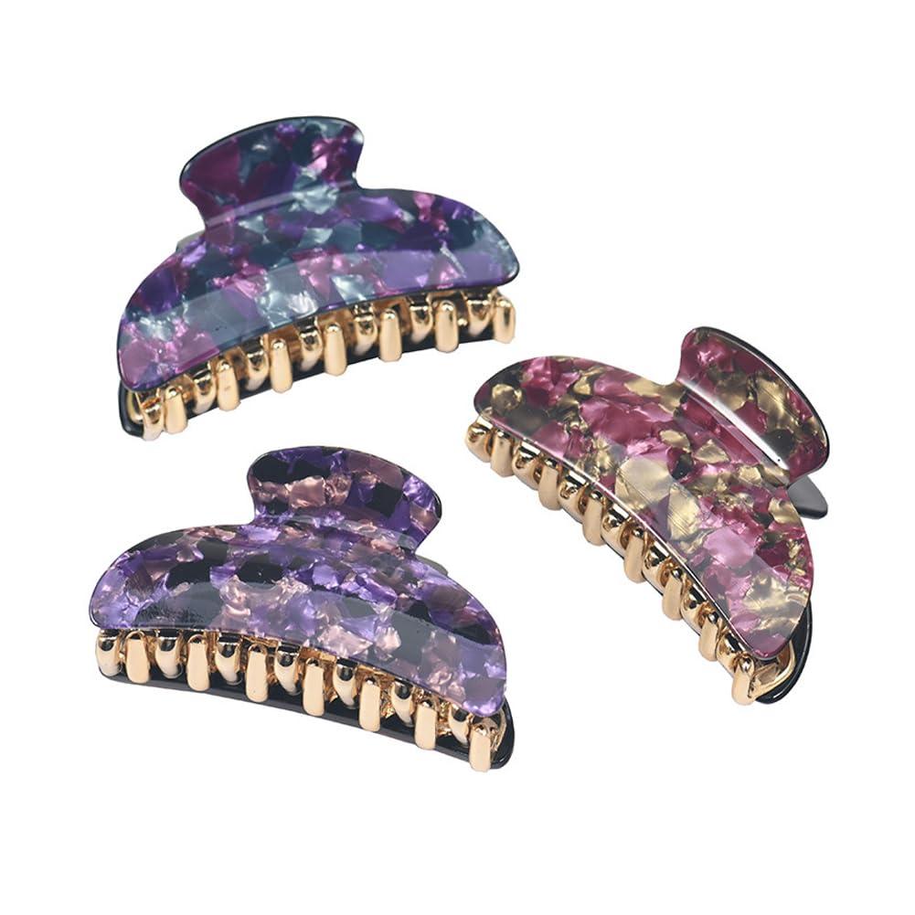 3 PCS Floral Hair Claw Clips for Women and Girls Medium Claw Clips for Thin/Medium Fine Hair Strong Hold Nonslip Hair Jaw Clips