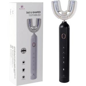 Ultrasonic U-Shaped Toothbrush for Adults, Electric Toothbrush has 23760 Nylon Bristles,Automatic 360-degree Cleaning and Waterproof IPX7, 4 Modes for Teeth Whitening (Black)