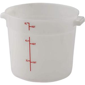 Winco Heavy-Duty Round Food Storage Container, 6 Quart, White