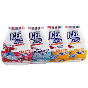 ICEE Zero Calorie Cherry, Blue Raspberry, Orange and Mango Liquid Water Enhancer Drink Mix, Natural Flavor Drops, Sugar Free, 1.62 Fl Oz Concentrate (48 ml) - 4 Ultimate Variety Pack, Best By: APR 06 2027, JUN 01 2027, MAY 01 2026, MAY 01 2026