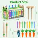 6-IN-1 Wooden Montessori Toys for 1 Year Old, Mole-Tapping Game | Play the Xylophone | Frog Clock | Carrot Harvest Game | Spinning Gear, Toddler Toys Aged 1-4, Baby Toy Gift for Early Learning