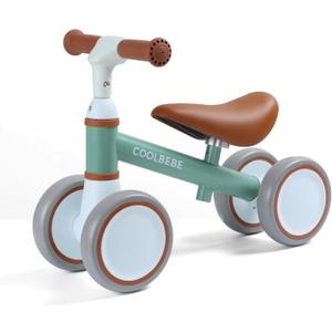 COOLBEBE Baby Balance Bike for 1 Year Old Boys Girls Gift, 2 Year Old Toddler Balance Bike with 4 Silent Wheels, One Year Old Birthday Gift Children for 12M-36M Pre-School (Light Green)