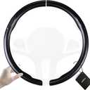 Aimato Carbon Fiber Steering Wheel Cover 2 Piece Non-Slip Clip on Steering Wheel Cover,Ultra-Thin Breathable,Universal Fit 14.5"-15" Wheel,Matte Black