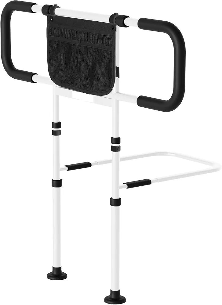 Bed Rails for Elderly Adults Safety: Adjustable Heights Bed Cane with Storage Pocket, Non-Slip Handle, Motion Sensor Light, Bedrails for Elderly Adults Grab Bar Bed Handrails, Can Withstand 400LB