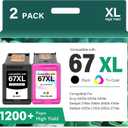 67XL 67 XL 6055e 2755e 2800e 2855e 6000 Ink Cartridges Black/Color Combo Pack Compatible for HP Printer DeskJet 6055e 2700 4155e 4255e 4100 2700e 2734e 2800 2852e Envy 6055e 6455e 6400 Series (2-Pack)