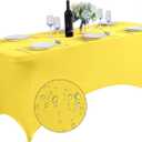 SuperO Waterproof Spandex Table Cover for 6FT Table Universal Fitted Stretch Tablecloth for Party, Banquet, Wedding and Events-Yellow