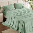 Bedsure Full Size Bed Sheets, Cooling Sheets, Rayon Derived from Bamboo, PureWoven, Breathable & Soft, Deep Pocket Up to 16 Inches, Hotel Luxury Silky Bedding for Hot Sleepers, Sage Green
