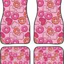 Pink Donuts Heavy Duty Rubber Floor Mats Set 4 PCS Car SUV Truck & Van-All Weather Protection Rugs
