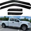 Window Visors Rain Guards Side Wind Deflectors for 2015-2024 Ford F150 Extended Cab/Super Cab 2017-2022 F250/350 SuperDuty Super Cab, Window Vent Sun Shade Smoke 94974 4-Pieces Set
