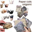 2 x Paper Cats, 50-Sheet DIY Origami Paper Cats, Easy Fold DIY Cat Origami Figures with Pre-Printed Designs, Fun Craft Activity for Desk, Home Decor & Gift for Cat Lovers