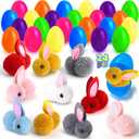 LEASEN 24 Pack Easter Egg Fillers with Plush Bunny Toys Inside, Easter Eggs Filled with Plush Toys Inside, Mini Bunny Stuffed for Easter Hunt, Easter Party Favor, Basket Stuffers Fillers