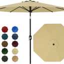 GAOMON 10FT Outdoor Patio Umbrella with 8 Sturdy Ribs, Table Umbrella with Push Button Tilt and Crank, UV Protection Waterproof for Garden, Deck, Backyard, Pool (Brown)