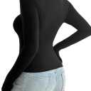 Trendy Deep V Sheer Mesh Women's T Shirts Long Sleeve Going Out Basic Tops (Black, M)