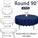 4 Pack Round Tablecloth 90 Inch Polyester Navy Blue Washable Fabric Table Covers for Wedding Dining Table Buffet Parties Banquet DecorationNavy Blue