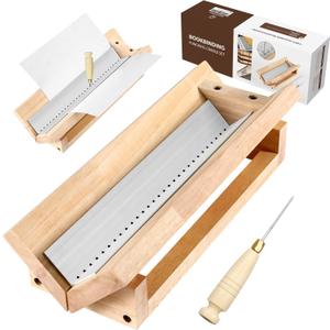 Bookbinding Punching Cradle with Aluminum Piercing Guide, with a Wooden-Handled Awl, Signature Punching Tool Set for Bookbinding Kit, for Book DIY Crafts, Polished Smooth Surface, Easy to Use Guide