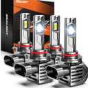 SEALIGHT S7S 9005 9006 Fog Light, 150000LM Output Perfect Beam Pattern, 2500FT Illumination Distance, 6500K Cool White80000Hrs Lifespan With Cooling System, 4 Pack