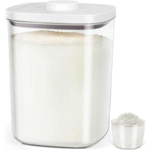 Airtight Rice Container 25 Lbs, Clear PET Plastic Food Storage Container Bin For Flour Sugar, Dry Food Holder with Easy Locking Lid for Kitchen Pantry Organization and Storage