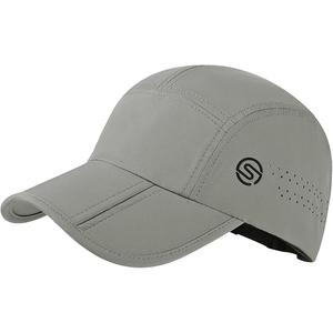 Running Hat Foldable Brim Quick Dry Baseball Cap for Men Women, Light grey