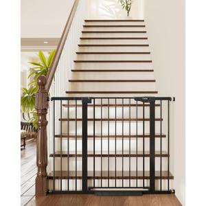 Cumbor 36" Extra Tall Baby Gate for Stairs, 29.7-48" Wide Dog Gates for Doorways, Auto Close Safety Gate for Babies and Pets, Easy Install, Pressure Mounted, Fits Doorways, Stairs, Entryways, Black (29.7-48"W x 36"H)