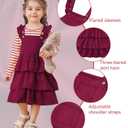 grehava Toddler Girls 2T Spring Dress with Easy-to-Wear Striped Long Sleeve Top Comfortable & Convenient for Busy Parents Burgundy 24M